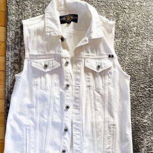 Lucky Brand White Denim Vest Size M